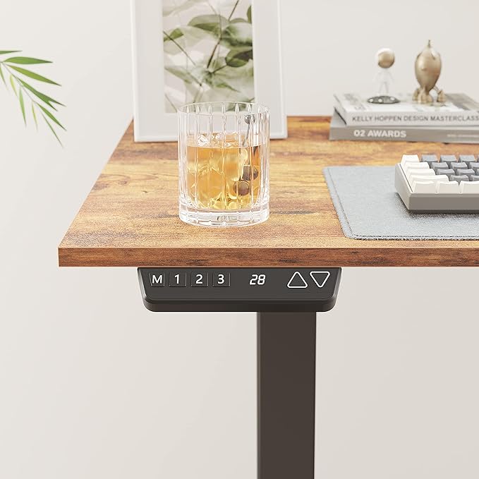 BANTI Triple Motors 63 L Shaped Standing Desk Height Adjustable Electric Stand up Corner Desk Sit Stand Home Office Desk Computer Workstation with Memory Preset Rustic Brown Top