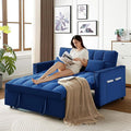 3 in 1 Convertible Sleeper Sofa Bed Futon Couches for Living Room with Side Pocket/Adjustable Backrest Velvet Upholstered Pull Out Couch Small Loveseat Sofa Bed for Bedroom Office Small Spaces
