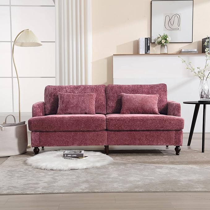 Sofa68” Comfy Sofa Couch with Extra Deep Seats Chenille Loveseat Comfy Small couches for Small Spaces Apartment Lounge2-Seat Upholstered
