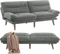 Pipishell 66 Corduroy Futon Sofa Bed - Convertible Sleeper Couch with Adjustable Backrest &amp Armrests Multi-Scene Loveseat for Small Apartments/Living Room/Office/Guest Room Light Gray