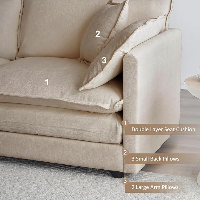 41.4 Chenille Oversized Accent Cloud Couch Modern Luxury Arm Chair with Pillow for Living Room Bedroom Apartment Office Light Coffee