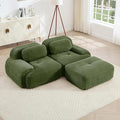 80 Modern Compressed Boneless Love Seat Couches with 1 Ottoman 2 Seater Large Sectional Couches for Living Room Green Corduroy Cloud Modular Sectional Sofa Memory Foam Deep Loveseat No Assembly