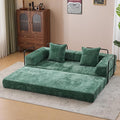 77 Convertible Sleeper Sofa Bed with Fixed-Shape Frame Modern Chenile Folding Boneless Couch with 2 Pillows Comfy Floor Sofa Couch for Living Room No Assembly Required Green