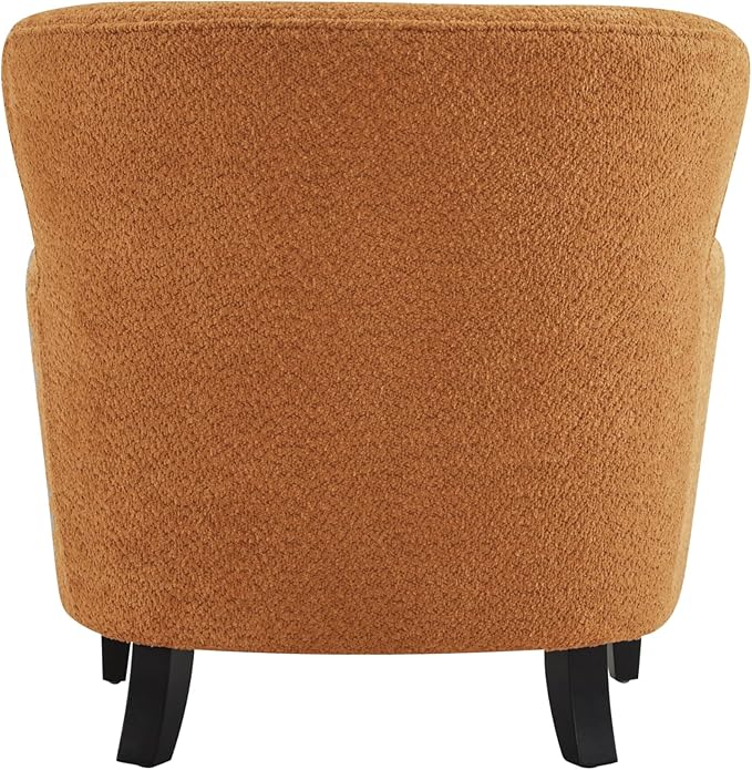 Christopher Knight Home Winnie Boucle Upholstered Wingback Accent Chair and Ottoman Footrest Living Room Lounge Chair and Ottoman Set Bedroom Comfy Reading Chair with Footrest Stool Caramel Orange