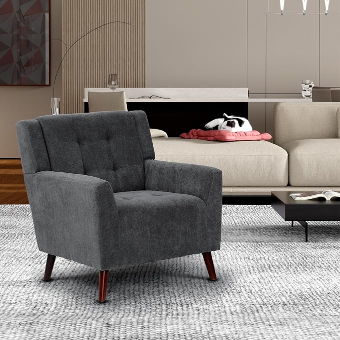Dining Room ChairLiving Room Armless Chair Modern Design Fabric Armless Contemporary Accent Dining Chairs Sofa with Solid Wood Legs (Lava Gray)