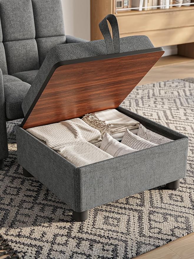 Convertible Sleeper Chair 3 in 1 Pull Out Sofa Bed | Single Sofa Bed with Storage Ottoman and Adjustable Backrest | Reading Chair with Foldable Table &amp USB Port Grey