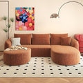 111 U Shaped Modern Modular Sectional Curved Sofa with Ottoman Minimalist Style Comfy Cloud Couch for Living Room Apartment No Assembly Required Boneless Couches (OrangeRight Facing Chaise)