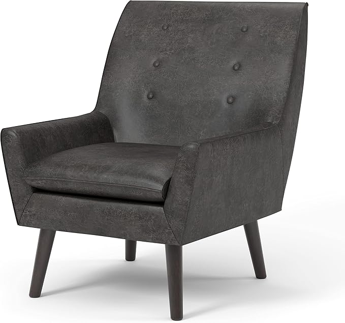 HOMES: Inside + Out Sayburke Mid-Century Modern Tufted Fabric Upholstered Accent Chair with Removable Cushion for Living Room Bedroom ‎Light Gray
