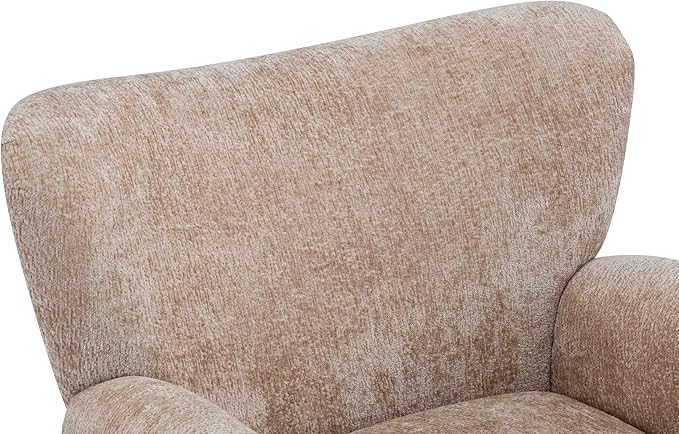Christopher Knight Home Lindy Wingback Accent Chair Upholstered Armchair with Rounded Wooden Legs Curved Backrest Single Sofa Soft Cushion Seating Comfy Lounge Chair for Living Room Beige Brown