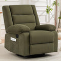 360° Swivel Rocker Recliner Chair for Adults Manual Reclining Chair with Comfortable Arms and Back Upholstered Glider Rocking with Side Pockets for Living Room Bedroom Corduroy Green