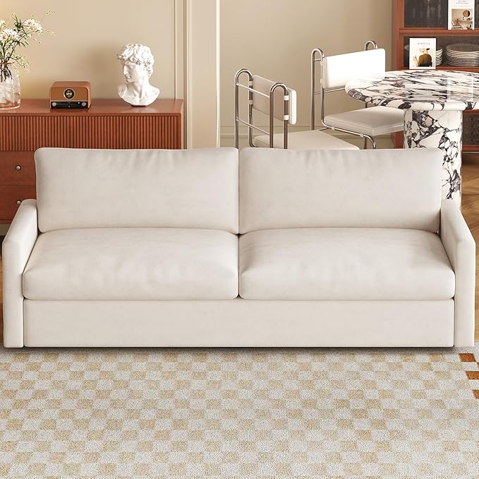 Oversized Loveseat Sofa Modern 2-Seat Sofa with Extra Wide and Deep Cushions 2 Seater Sofa Couch for Living Room Bedroom Office Beige 70.07 L