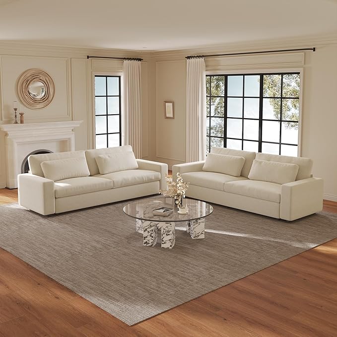 Extra Large Loveseat Sofa 104.72 Spacious 2 Seater Couch Comfy Deep Seat Sofa with 2 Pillows &amp Wide Armrests for Living Room &amp Bedroom