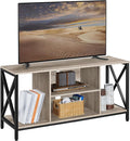 Yaheetech Industrial TV Stand for 55 Inch TV Entertainment Center Media Console Table with Open Storage for Living Room Wood Modern Furniture Gray