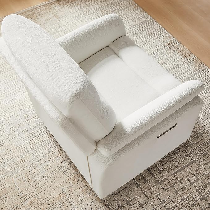 VANOMi Power Recliner Chair Swivel Glider Electric Rocking Recliner Chairs with USB and Type-C Ports Nursery Chair Recliner for Living Room Bedroom Apartment（White）