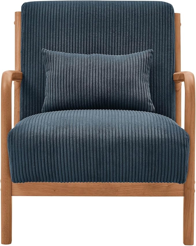 Modern Wooden Leisure Chair with Corduroy Fabric Medieval Comfortable Chair Suitable for Living Room Bedroom Study