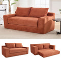 2 in 1 Convertible Sleeper Sofa Bed 72 Corduroy Loveseat Sofa w/ 2 Pillows Oversized Chaise Lounge Chair Indoor Pull Out Couch Bed for Small Spaces/Living Room/Bedroom No Assembly (Orange)
