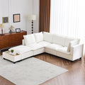 Merax Modern 90 U-Shaped Chenille Sectional Sofa Set Modular Sofa Couch with a Movable Ottoman a Coffee Table with Hidden Charging Devices for Living Room White