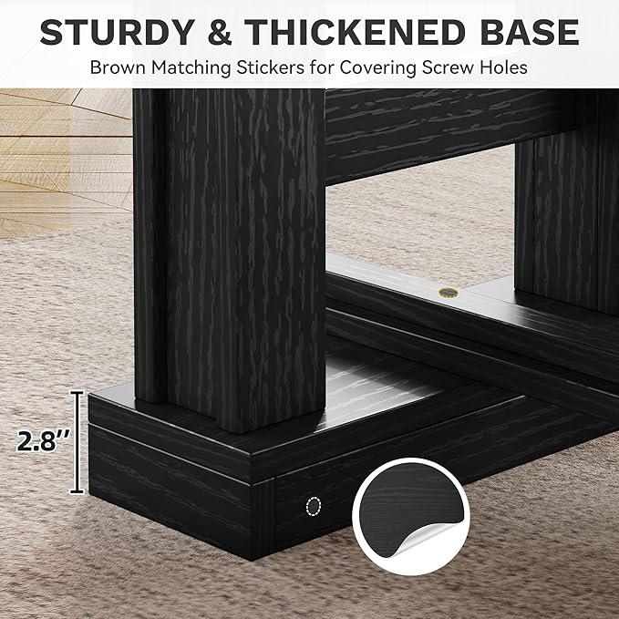 DWVO 70 Inch Computer Desk Large Executive Office Table Workstation Modern Farmhouse Style Laptop Wooden Sturdy Legs Writing Desk Business Furniture for Home Black