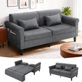 SEJOV 74 Convertible Sofa Bed 5-in-1 Loveseat Sleeper Sofas with Pull Out Couch Bed Storage Pockets &amp 2 Pillows Modern Folding Linen Futon Couch for Living Room Bedroom Small Space Dark Gra