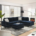 Yoglad 108'' Sectional Couches for Living Room Modular 5-Seater Couch Sofa with Reversible Chaise &amp Cup Holders L-Shaped Corner Sofa with Storage Ottoman for Apartment Office (Chenille Navy Blu
