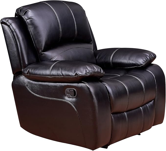 Betsy Furniture 2PC Faux Leather Reclining Couch Set Living Room Furniture Set Loveseat Glider 8018 Multiple Colors (Black Loveseat+Chair)
