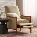 Merax Push Back Recliner Chair with Footrest Reading Lounge Accent Lazy Sofa Seating for Living Room Bedroom Dorm Mid-Century Modern Style Dorm Beige