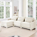Modular Sectional Sofa Set Optional 2-4 Seater with Lumbar Pillows &amp 0-2 Ottomans Chenille Fabric Ergonomic Easy Assembly for Living Room/Bedroom/Reading Nook (3 Seat + 1 OttomanBeige)