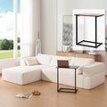 112 Modular Sectional Cloud Couch with Left Facing ChaiseBoneless Compressed Sofa Couch SectionalBoucle FabricIncludes Side Table and PillowsNo Assembly NeededWhite