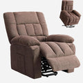 Power Lift Recliner Chair for Adult with Heated and Full Body Massage Glider Nursery Chair with Cup Holder and USB Charge Port Oversided Swivel Rocker Recliner for Living/Study/Bedroom Room Brown