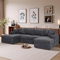 Dreamzie 120” Sectional Couches for Living RoomU Shaped Modular Sofa Couch with Double Oversized Chaise 4 Seat Corduroy Grey