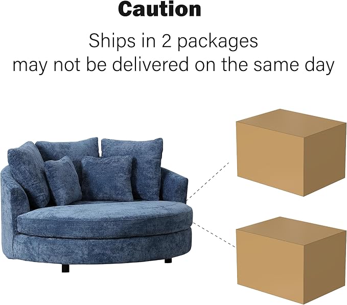 Chifee &amp Vingol 59.8 W Oversized Accent Barrel Chair Large Round Chair with WheelsBlue