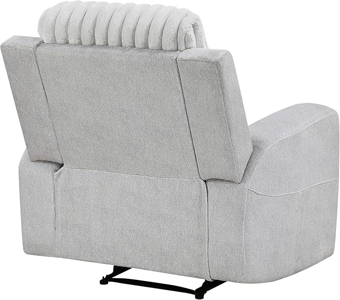 Lexicon Modern Recliner Chair for Living Room Manual Wall Hugger Textured Microfiber Reclining Chair Plush Corduroy Channel Seat Back Manual Recliner Light Gray