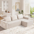 97 L Shaped Boneless Couches fo Living Room Modular Sectional Sofa White Corduroy Compression Couches for Small Spaces No Assembly Required (Right Facing Chaise)