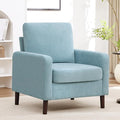 Accent Chair for Living Room Modern Reading Chair for Bedroom Upholstered Armchair with Wood Legs and Side Pockets Single Sofa Side Chair for Office Small Room Apartment Teal Green