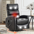 Luxlen Manual Swivel Rocker Recliner Chair with Massage Overstuffed Recliner Glider with Vibration Massage and Heat for Nursery Living Room Reclining Sofa Chair PU Leather Black