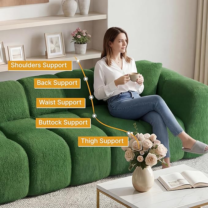 84 Boneless Couch No Assembly Required Loveseat Sofa Modern Deep Seat Cloud Couch Modern Compressed Sofa Oversized Upholstered 3-Seater for Living Room Bedroom