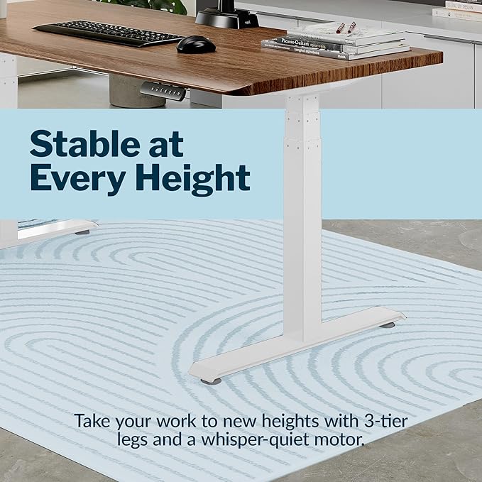 Vari ComfortEdge 72x30 Inch Electric Standing Desk – Height Adjustable Large Office Sit Stand VariDesk with Sloped Edge Memory Presets 180 LB Capacity + Tool-Free Assembly (Walnut)