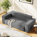 PUREMIND 3 Seater Sofa in a Box 76 Modern Corduroy Sofa Couch with Widen Armrest Comfy Deep Seat Couches for Living Room Apartment Grey