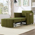 Merax Convertible Chair Bed 3-in-1 Pull Out Sleeper Couch with Adjustable Backrest Side Pockets and a Storage Basket Chenille Folding Sofa Bed for Living Room Apartment Green