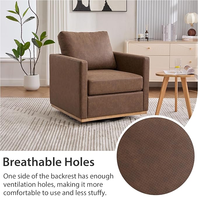 Chifee &amp Vingol 30.7 W Swivel Accent Chairs PU Leather Swivel Reading Chair for Living Room Mid Century Modern ChairCoffee