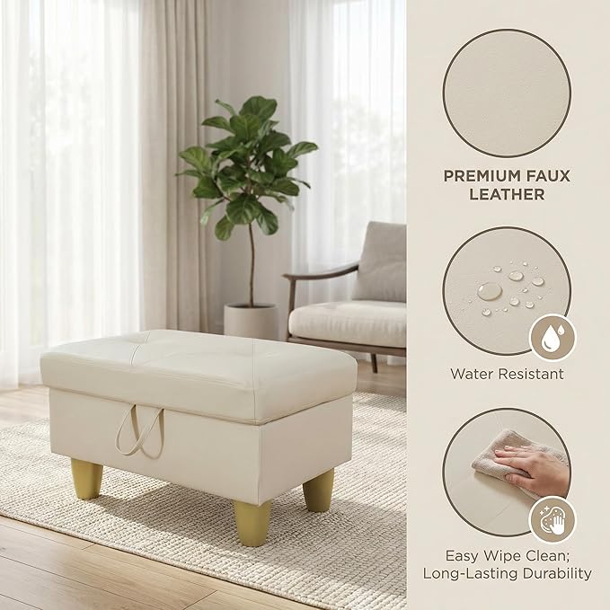 3-Piece L-Shaped Modular Leather Sofa – Convertible Sectional Couch with Movable Chaise &amp Storage Ottoman Multi-Scene Use for Living Room Apartment &amp Office White