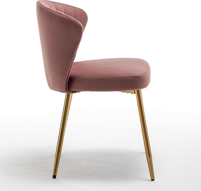 Modern Velvet Accent Chair for Living Room Bedroom Entryway or Small Spaces with Channel-Tufted Design Comfortable and Trendy Armless Seat Rose