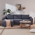Sectional Couch with L-Shape Chaise 96 Modular Sectional Sofa with Deep Seat Modern Corduroy Couch Lazy Compression Sofa for Living Room No Assembly Required Left Facing Chaise Blue&ampGrey