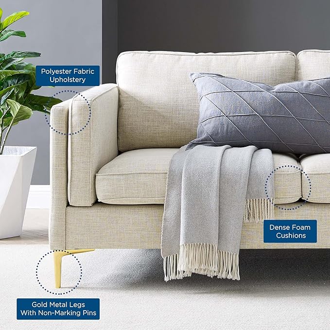 Modway Kaiya Upholstered Fabric Sofa 33.5 x 71 x 32 Beige