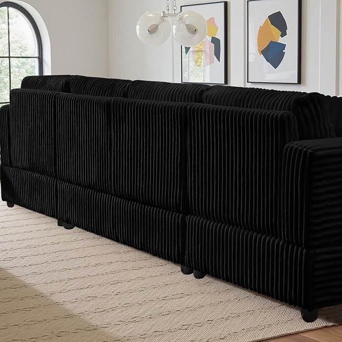 Modular Sectional Sofa U Shaped Cloud Sectional Couches for Living Room Oversized Couch with Doule Chaise &amp Deep Seat Fluffy Corduroy Sofa Washable