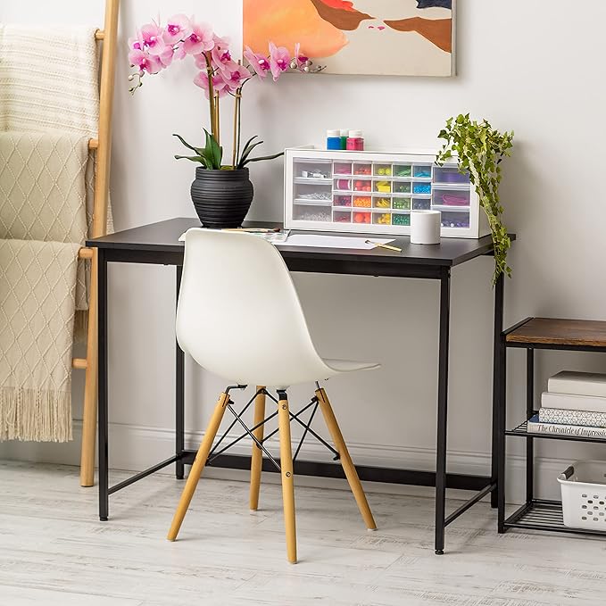 IRIS USA Inc. 39 Inch Modern Laptop and Computer Desk Office Table for Home Office Water and Scratch Resistant Surface Gaming Desk Easy to Assemble Black Desk