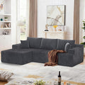 105 Modular Sectional Couch L-Shaped Sofa with Plush Corduroy Fabric Boneless Couches for Living Room Cloud Sofa Deep Seat Corner Couch with 3 Back Pillows &amp 2 Accent Pillows Grey