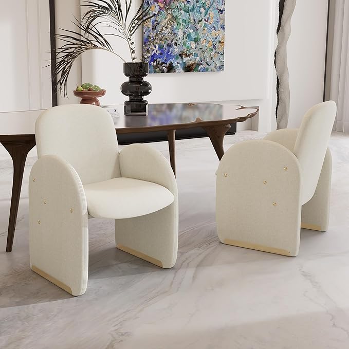 YOUTASTE Oversized Velvet Accent Chair for Living Room Mid-Century Modern Dining Room Arm Chair with Gold Metal Legs 300 LBS Capacity Comfy Upholstered Office Single Sofa Beige