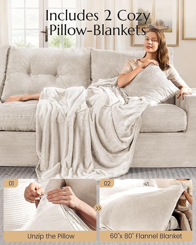 High Back Boneless Couch with 2-Pack Pillow Blankets U Shaped Modular Sectional Sofa with Ottoman Soft Corduroy Cloud Couch Tall Couches for Living Room No Assembly Warm White V2.0
