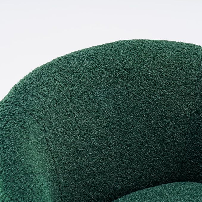 Modern Swivel Accent Armchair Comfy Round 360° Swivel Chair with Armrest Round Accent Chair for Living Room Bedroom Office (Upholstered Dark Green)